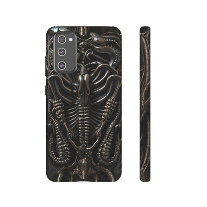 Biomechanical Nightmares Tough Phone Case – Alien Horror Design for iPhone and Samsung Galaxy Devices