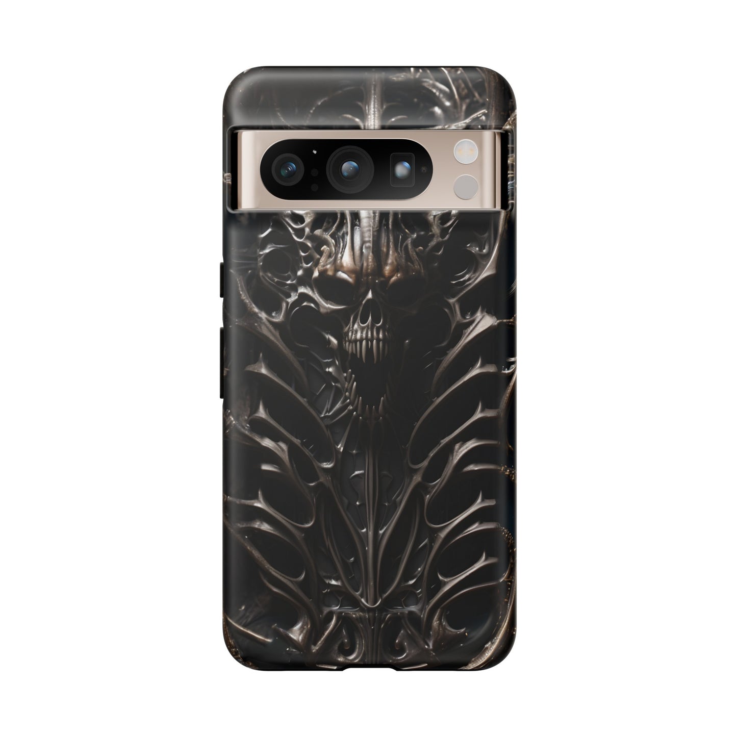 Biomechanical Horror 3 Tough Phone Case – Futuristic Alien Skull Design for iPhone, Samsung Galaxy, and Google Pixel Devices