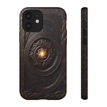 Intricate Leather Flower Tough Phone Case – Elegant Floral Design for iPhone, Samsung Galaxy, and Google Pixel Devices