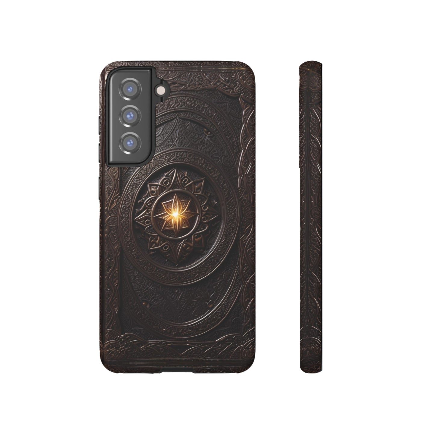 Intricate Leather Flower Tough Phone Case – Elegant Floral Design for iPhone, Samsung Galaxy, and Google Pixel Devices