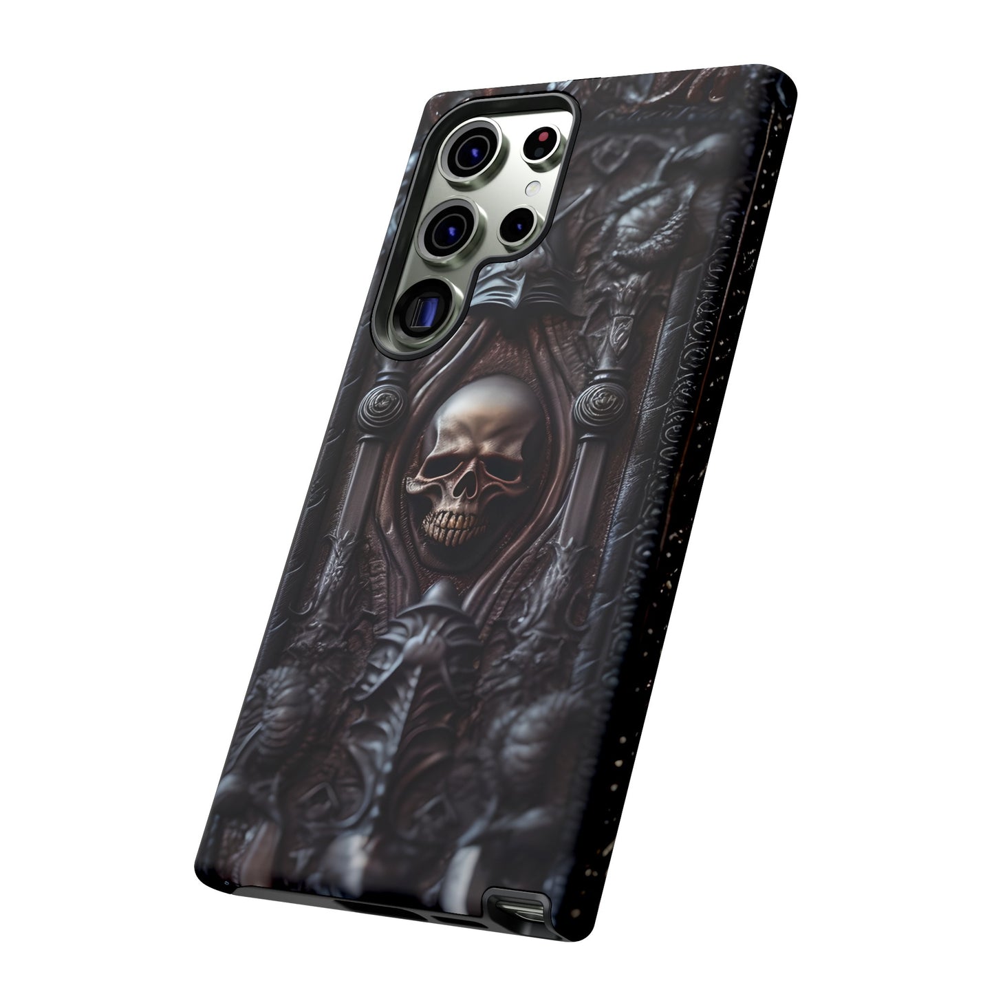 Dark Grimoire of Death Tough Phone Case – Gothic Skull Vampiric Design for iPhone, Samsung Galaxy, and Google Pixel Devices