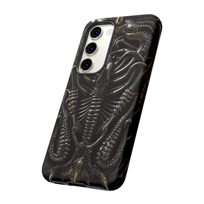 Biomechanical Nightmares Tough Phone Case – Alien Horror Design for iPhone and Samsung Galaxy Devices