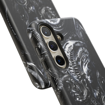 Biomechanical Transhumanism Phone Case – Alien Horror Design for iPhone and Samsung Galaxy Devices