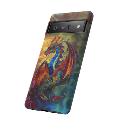 Stained Glass Dragon Phone Case - Colorful Fantasy Design for iPhone, Samsung Galaxy, Google Pixel Devices