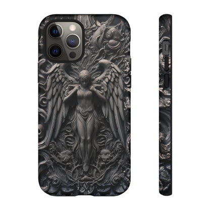 Grey Angel Phone Case – Gothic Marble Statue Design for iPhone, Samsung Galaxy, and Google Pixel Devices