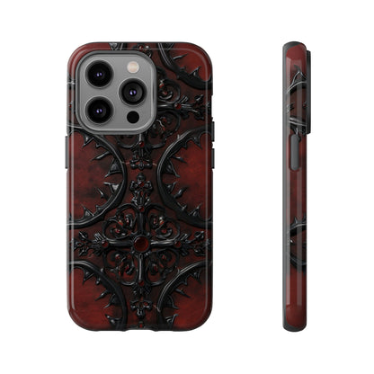 Vampiric Leather Phone Case for iPhone, Samsung Galaxy, and Google Pixel Devices - Gothic Ornate Design