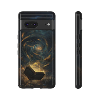 Magical Galaxy Swirling Books Phone Case - Celestial Book Lover's Gift for iPhone, Samsung Galaxy, and Google Pixel Devices