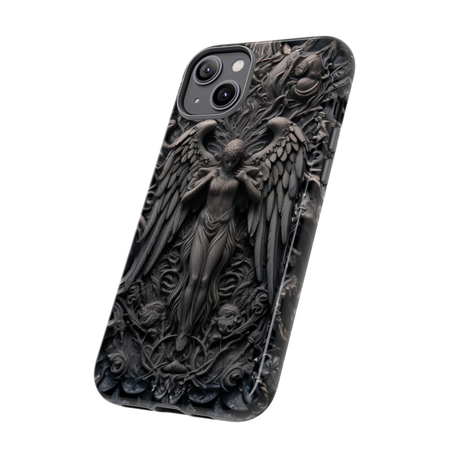 Grey Angel Phone Case – Gothic Marble Statue Design for iPhone, Samsung Galaxy, and Google Pixel Devices