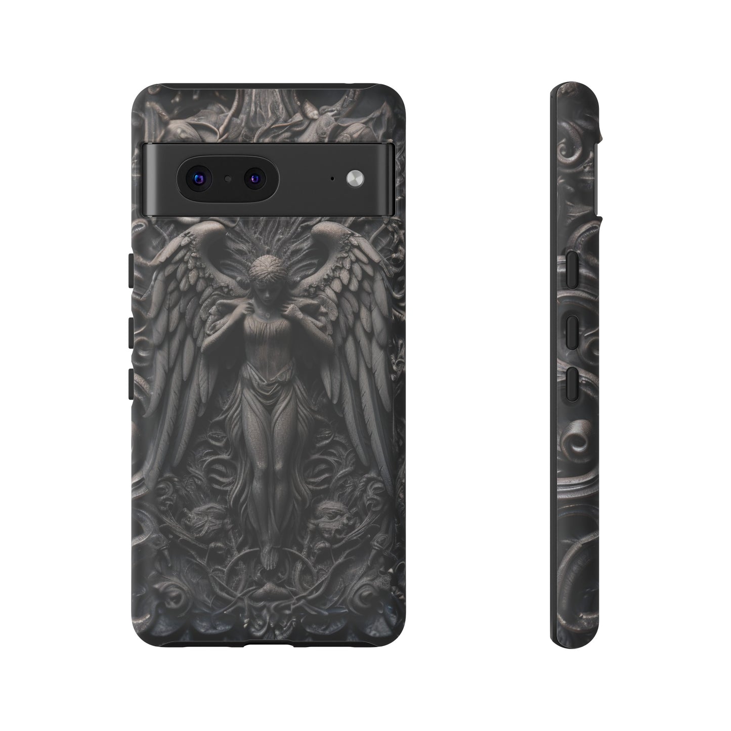 Grey Angel Phone Case – Gothic Marble Statue Design for iPhone, Samsung Galaxy, and Google Pixel Devices