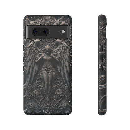 Grey Angel Phone Case – Gothic Marble Statue Design for iPhone, Samsung Galaxy, and Google Pixel Devices