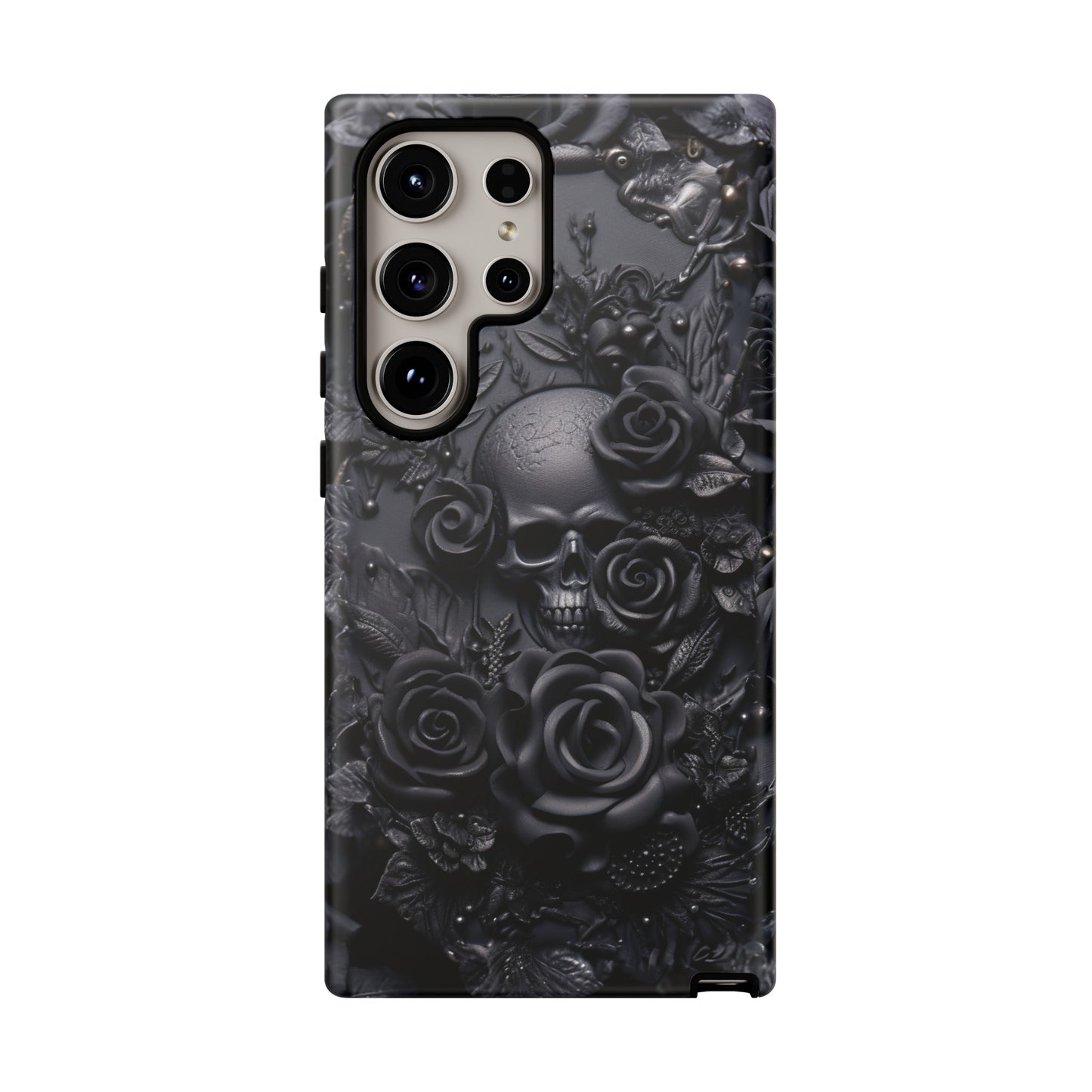 Gothic Black Roses Tough Phone Case – Elegant Dark Floral Design for iPhone, Samsung Galaxy, and Google Pixel Devices