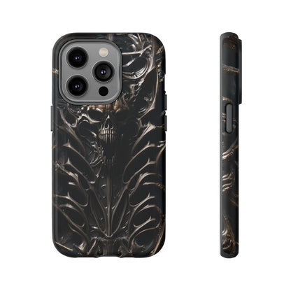 Biomechanical Horror 3 Tough Phone Case – Futuristic Alien Skull Design for iPhone, Samsung Galaxy, and Google Pixel Devices