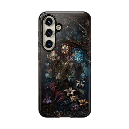 Elegant Gothic Flower Art Phone Case - Intricate Floral Design for iPhone, Samsung Galaxy, and Google Pixel Devices