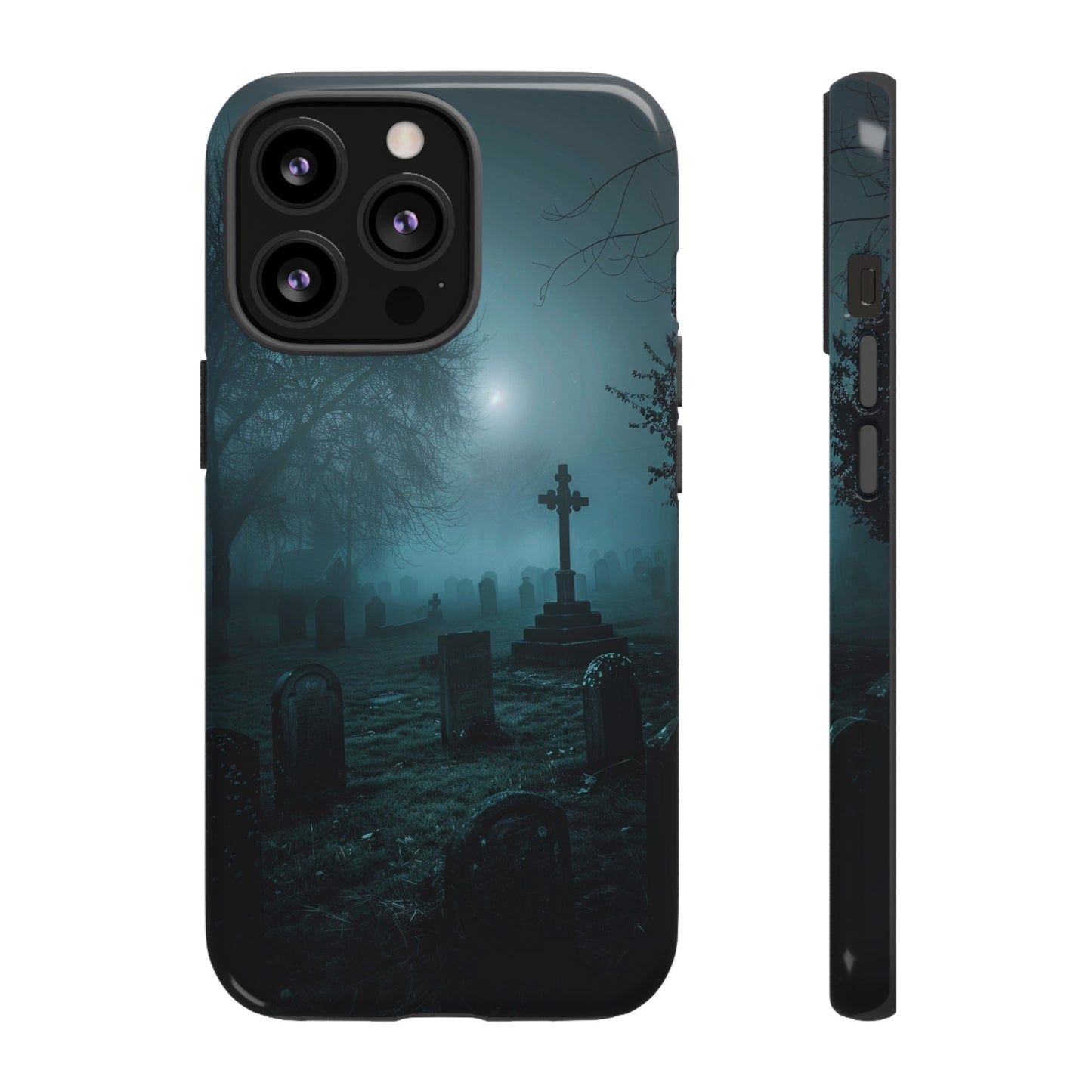 Graveyard at Night Phone Case – Eerie Cemetery Design for iPhone, Samsung Galaxy, and Google Pixel Devices