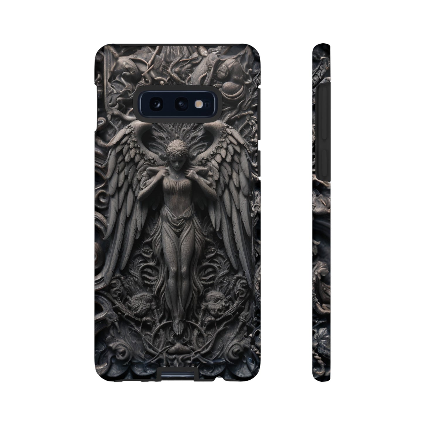 Grey Angel Phone Case – Gothic Marble Statue Design for iPhone, Samsung Galaxy, and Google Pixel Devices