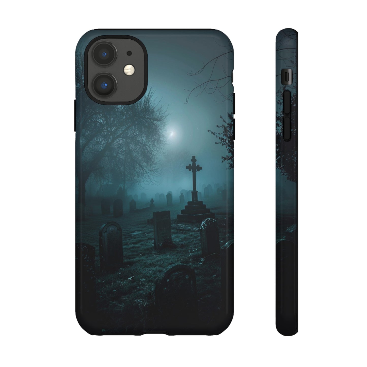 Graveyard at Night Phone Case – Eerie Cemetery Design for iPhone, Samsung Galaxy, and Google Pixel Devices