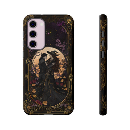 Gothic Romance Phone Case - Enchanted Witch and Lover Design for iPhone, Samsung Galaxy, and Google Pixel Devices