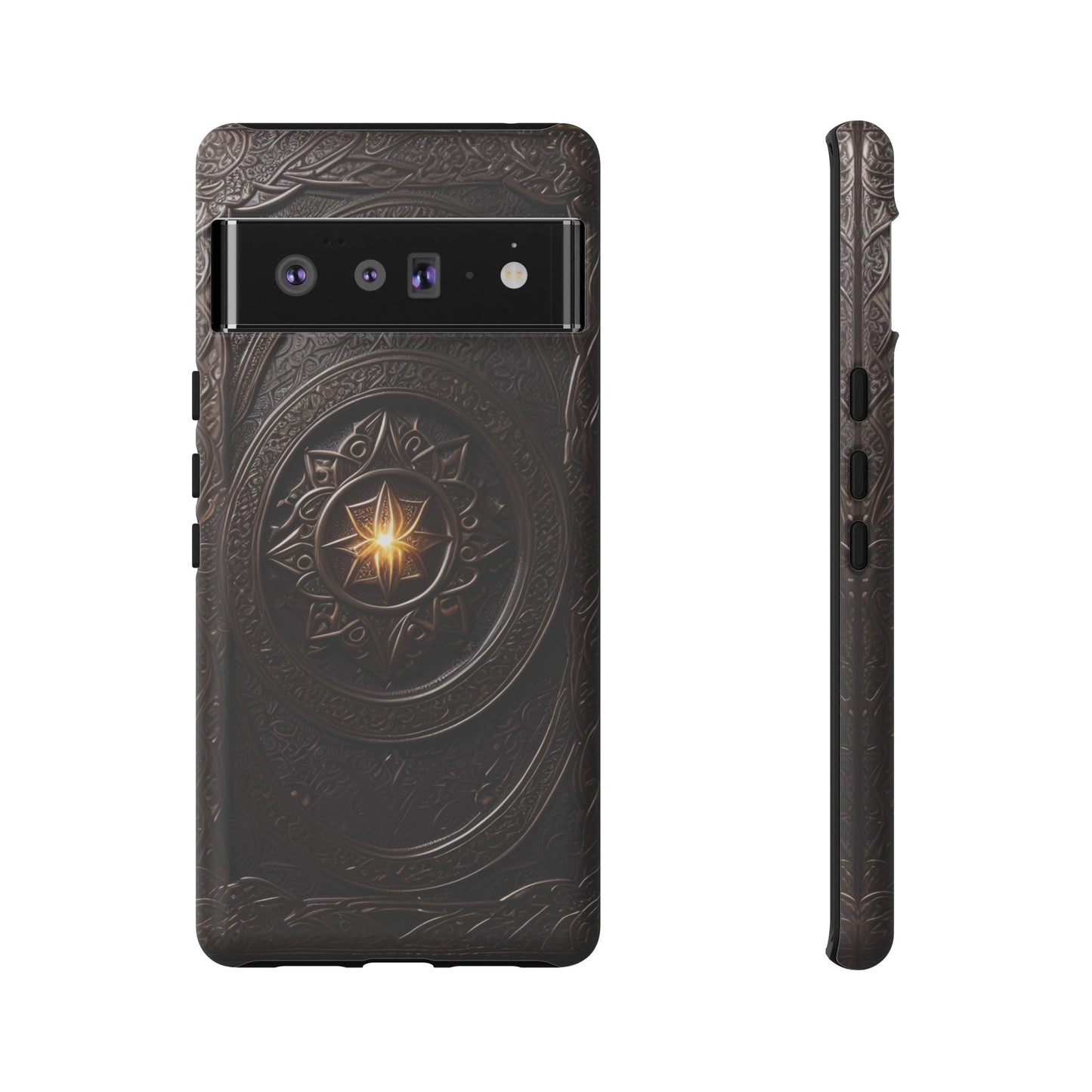 Intricate Leather Flower Tough Phone Case – Elegant Floral Design for iPhone, Samsung Galaxy, and Google Pixel Devices