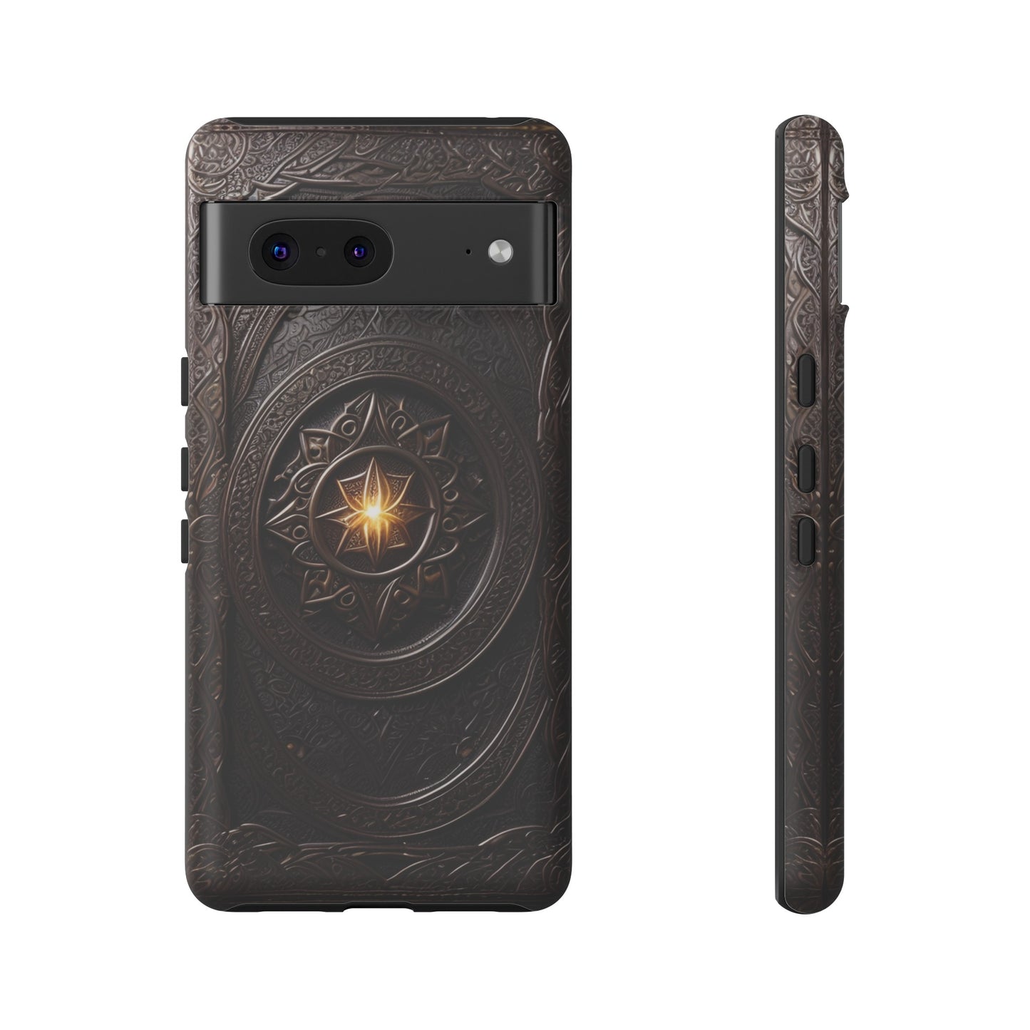 Intricate Leather Flower Tough Phone Case – Elegant Floral Design for iPhone, Samsung Galaxy, and Google Pixel Devices