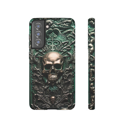 Green Skull Phone Case – Ornate Gothic Design for iPhone, Samsung Galaxy, and Google Pixel Devices