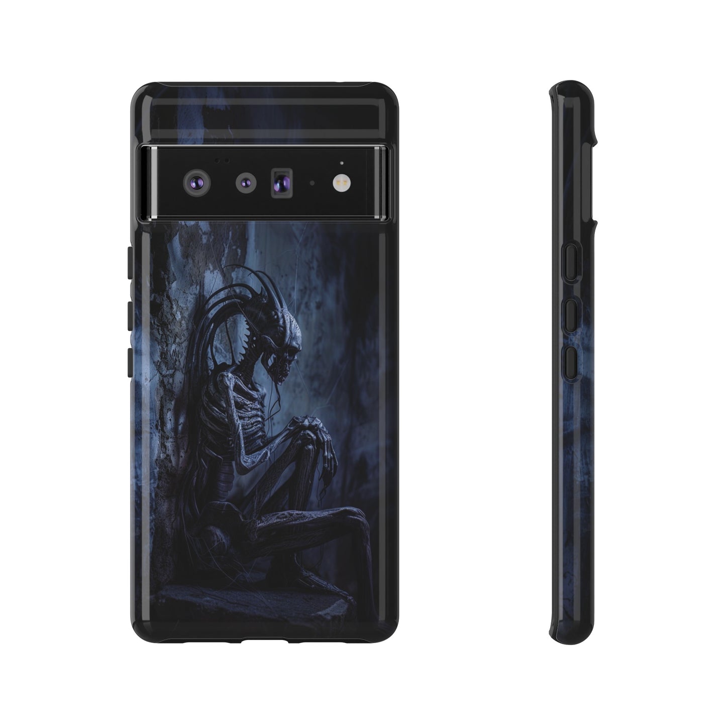 Gothic Alien Skeleton iPhone Case - Sci-Fi Horror Design