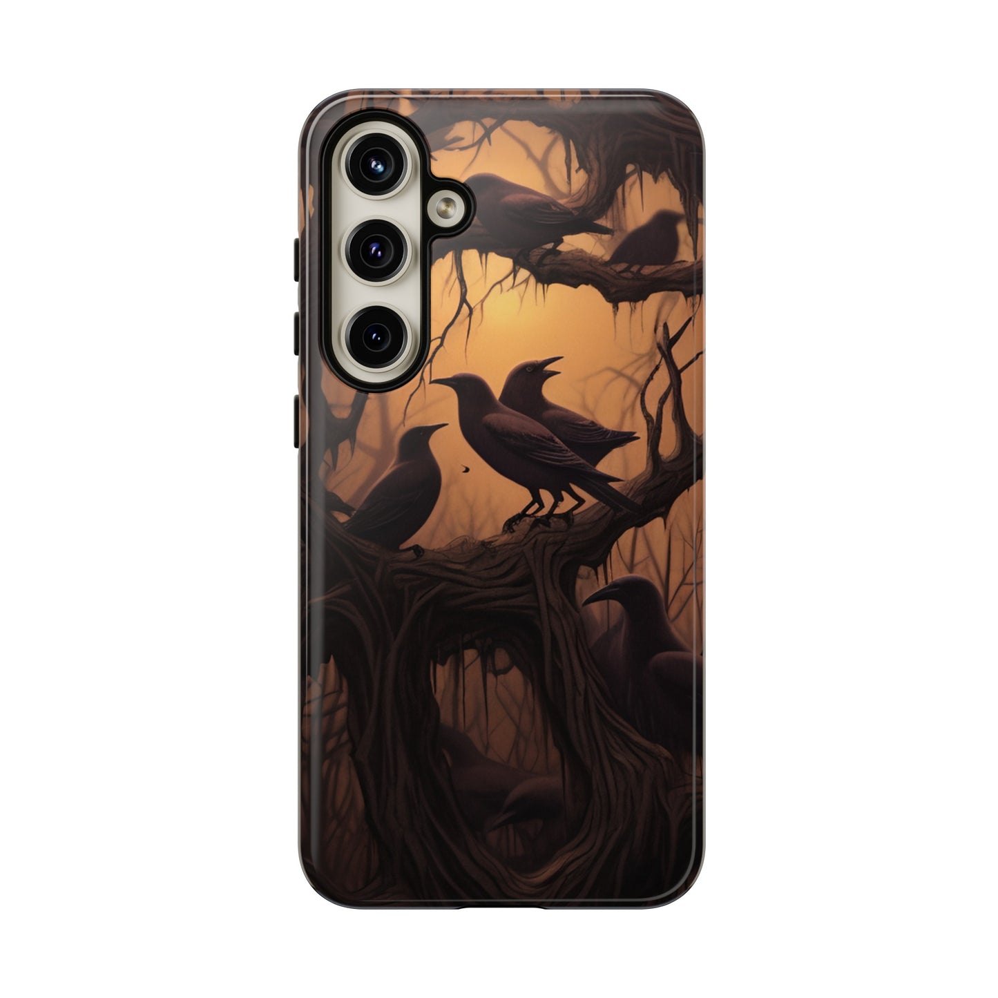 Ravens at Dusk Phone Case – Gothic Halloween Design with Edgar Allan Poe Inspired Crows for iPhone, Samsung Galaxy, and Google Pixel Devices