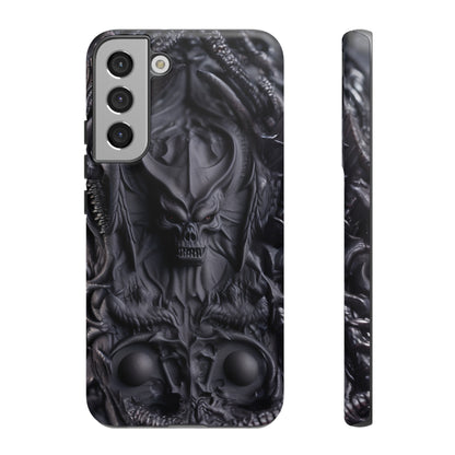 Black Demon Phone Case – Horned Hell Horror Design for iPhone, Samsung Galaxy, and Google Pixel Devices