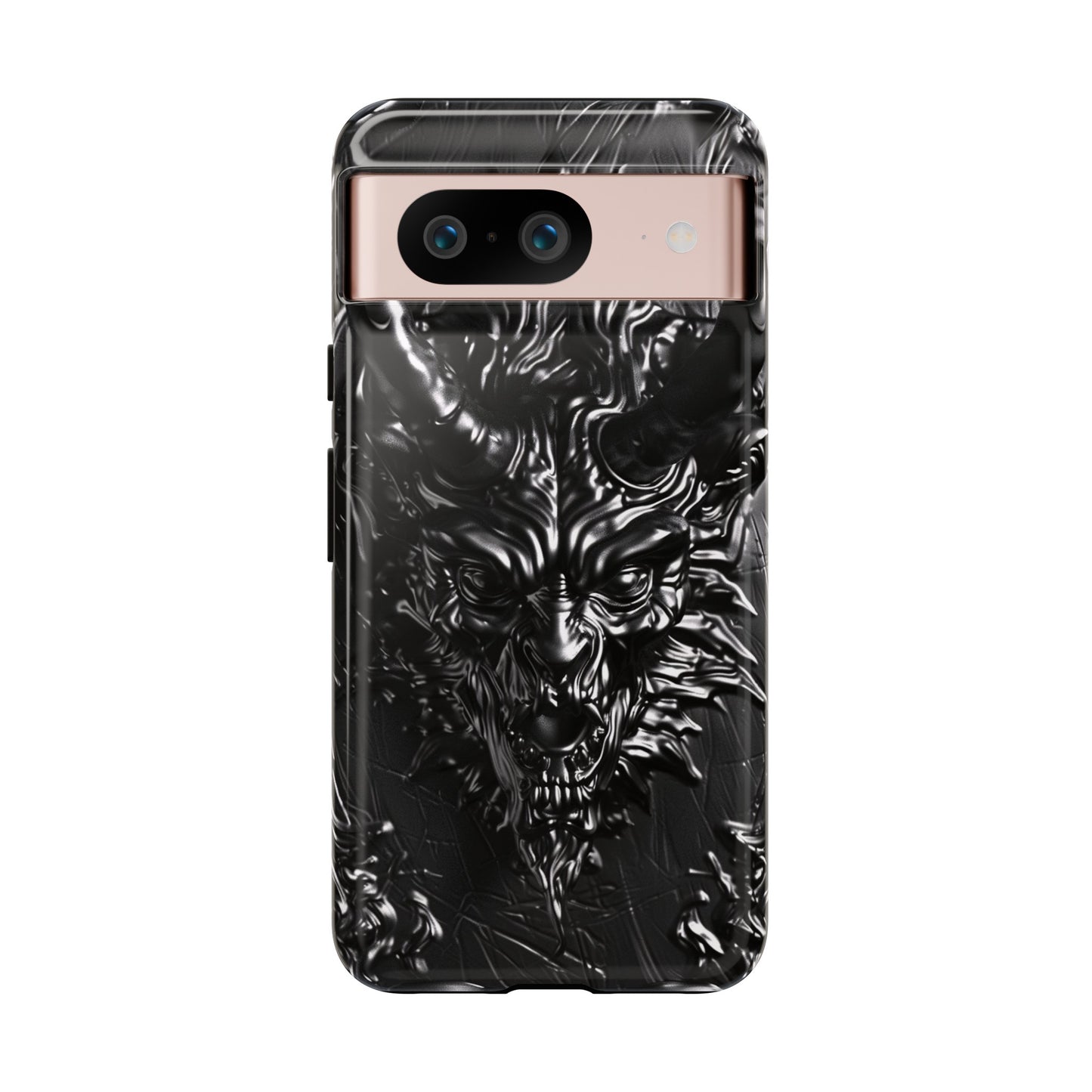 Silver Devil Phone Case – Gothic Demon Design for iPhone, Samsung Galaxy, and Google Pixel Devices