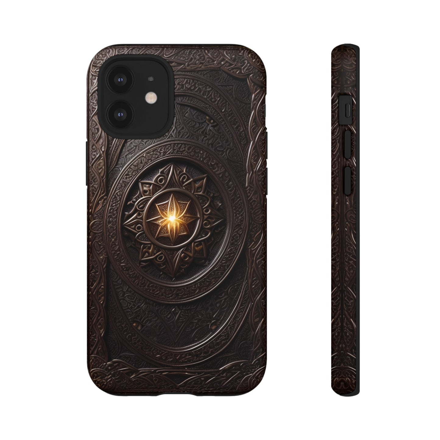 Intricate Leather Flower Tough Phone Case – Elegant Floral Design for iPhone, Samsung Galaxy, and Google Pixel Devices