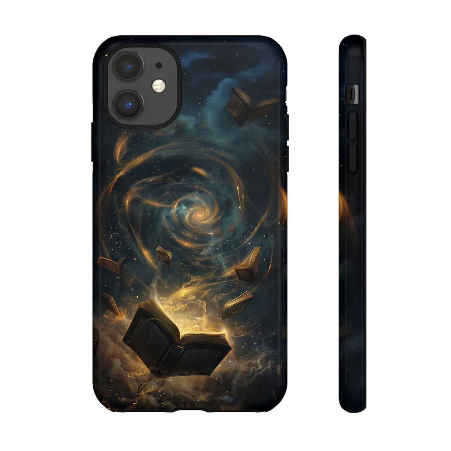 Magical Galaxy Swirling Books Phone Case - Celestial Book Lover's Gift for iPhone, Samsung Galaxy, and Google Pixel Devices