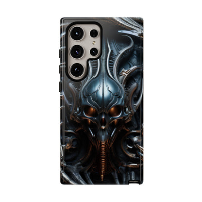 Metallic Alien Mask Phone Case – Futuristic Alien Horror Design for iPhone, Samsung Galaxy, and Google Pixel Devices