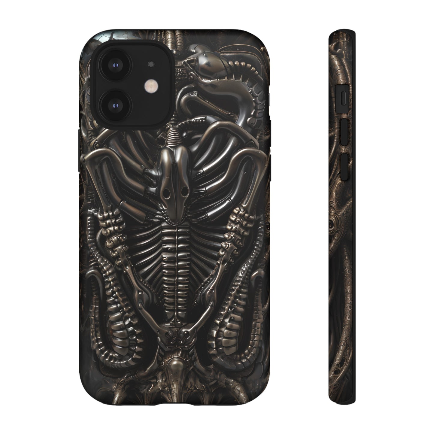 Biomechanical Nightmares Tough Phone Case – Alien Horror Design for iPhone and Samsung Galaxy Devices