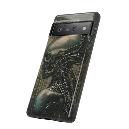 Biomechanical Android Phone Case – Futuristic Alien Horror H.R. Giger-Inspired Design for iPhone, Samsung Galaxy, and Google Pixel Devices