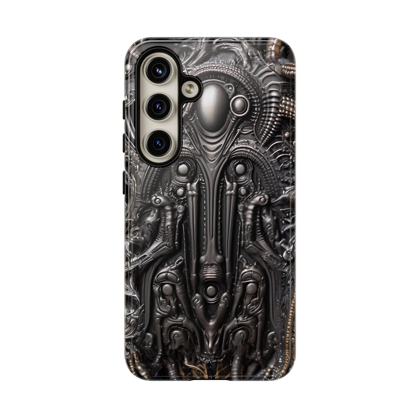 Biomechanical Horror Phone Case – Dark Sci-Fi Design for iPhone, Samsung Galaxy, Google Pixel Devices