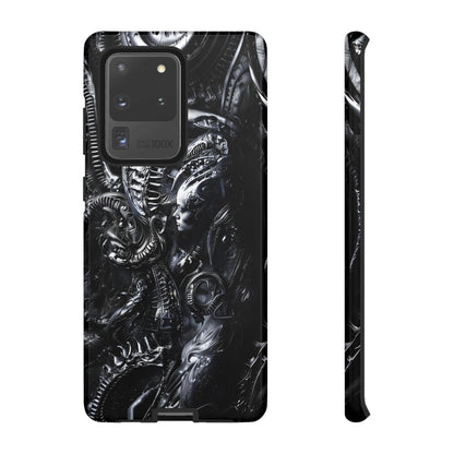 Biomechanical Transhumanism Phone Case – Alien Horror Design for iPhone and Samsung Galaxy Devices