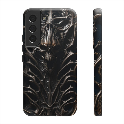 Biomechanical Horror 3 Tough Phone Case – Futuristic Alien Skull Design for iPhone, Samsung Galaxy, and Google Pixel Devices