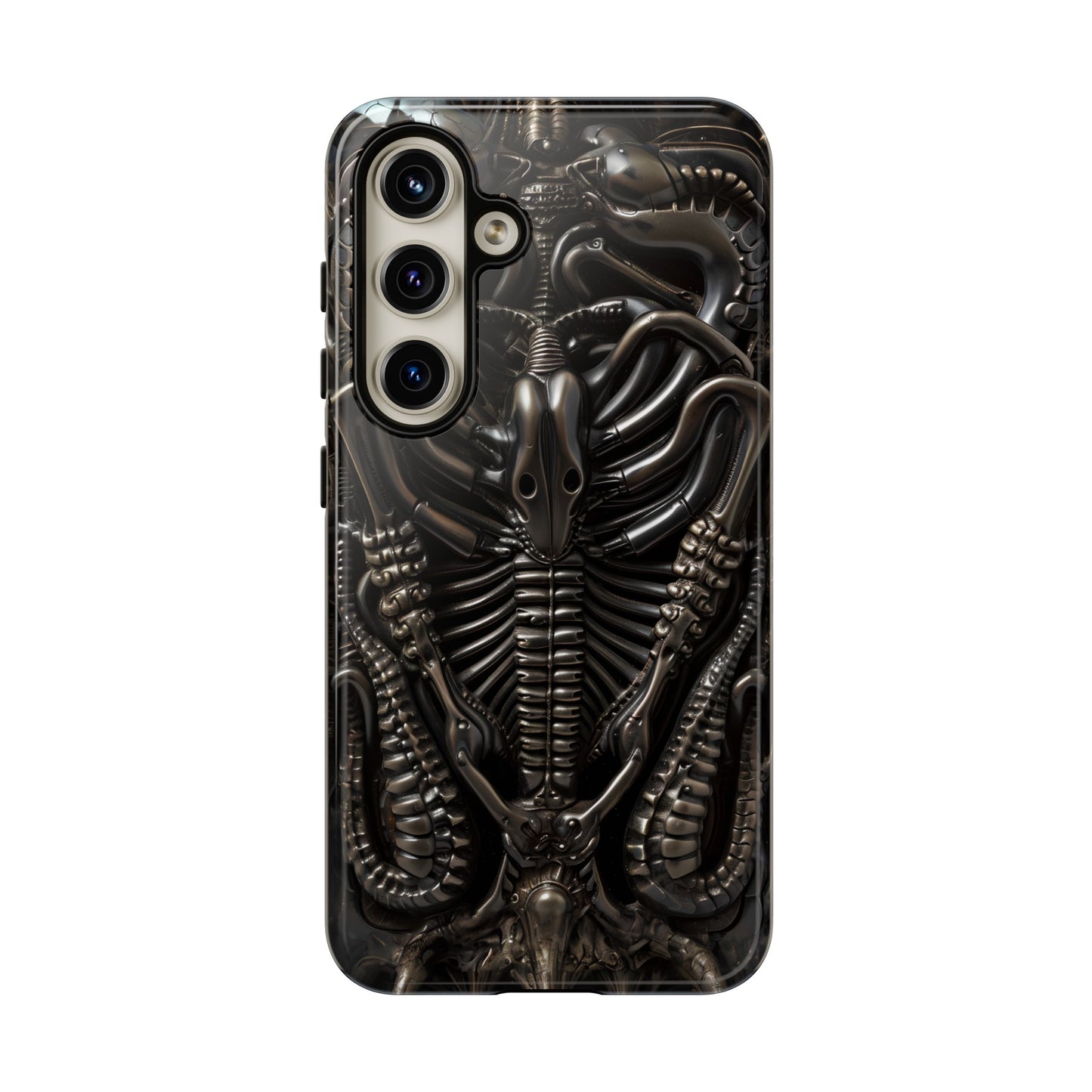 Biomechanical Nightmares Tough Phone Case – Alien Horror Design for iPhone and Samsung Galaxy Devices