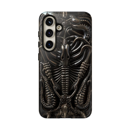 Biomechanical Nightmares Tough Phone Case – Alien Horror Design for iPhone and Samsung Galaxy Devices