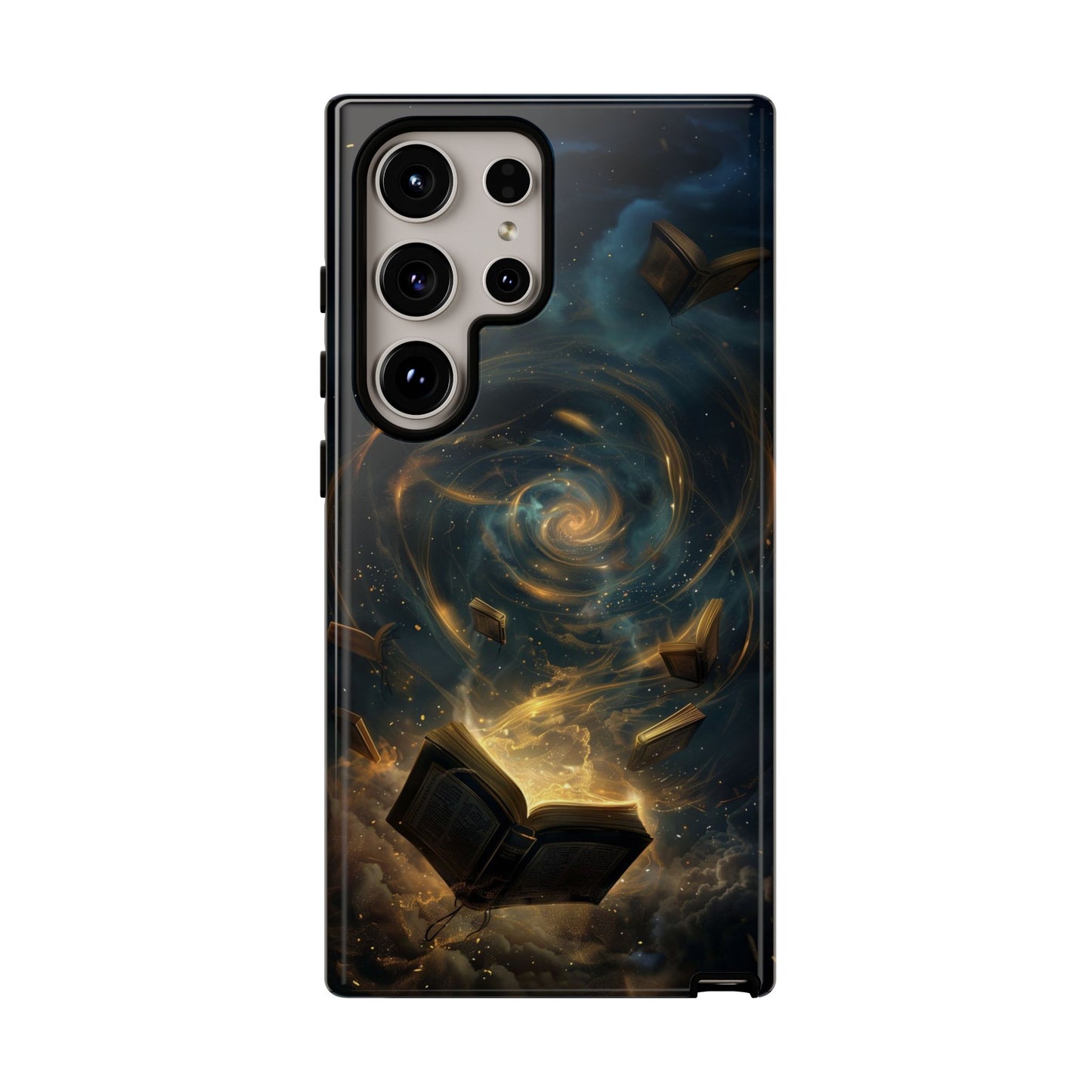 Magical Galaxy Swirling Books Phone Case - Celestial Book Lover's Gift for iPhone, Samsung Galaxy, and Google Pixel Devices