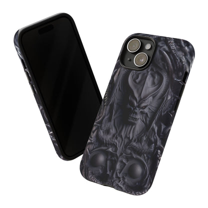 Black Demon Phone Case – Horned Hell Horror Design for iPhone, Samsung Galaxy, and Google Pixel Devices