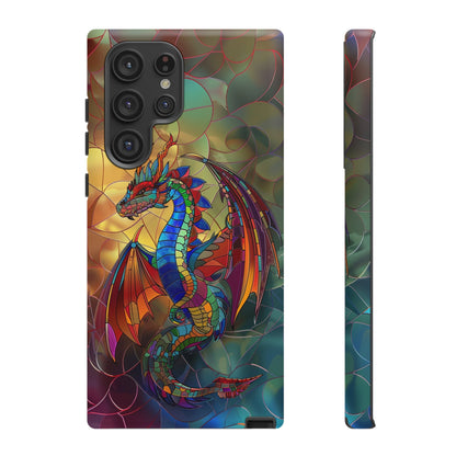 Stained Glass Dragon Phone Case - Colorful Fantasy Design for iPhone, Samsung Galaxy, Google Pixel Devices