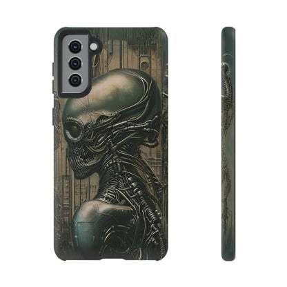 Biomechanical Android Phone Case – Futuristic Alien Horror H.R. Giger-Inspired Design for iPhone, Samsung Galaxy, and Google Pixel Devices