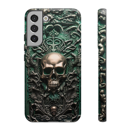 Green Skull Phone Case – Ornate Gothic Design for iPhone, Samsung Galaxy, and Google Pixel Devices