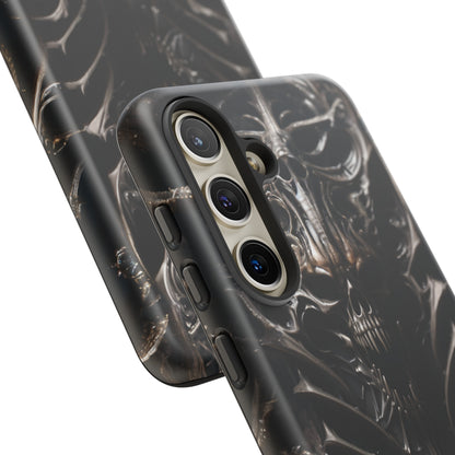 Biomechanical Horror 3 Tough Phone Case – Futuristic Alien Skull Design for iPhone, Samsung Galaxy, and Google Pixel Devices