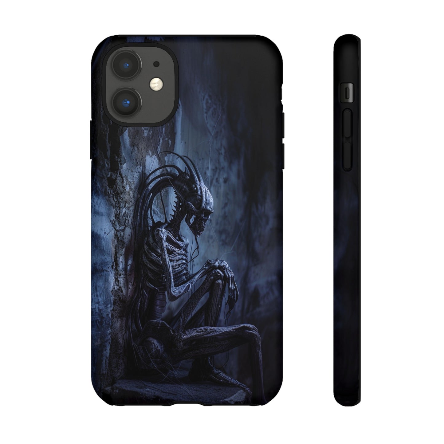 Gothic Alien Skeleton iPhone Case - Sci-Fi Horror Design