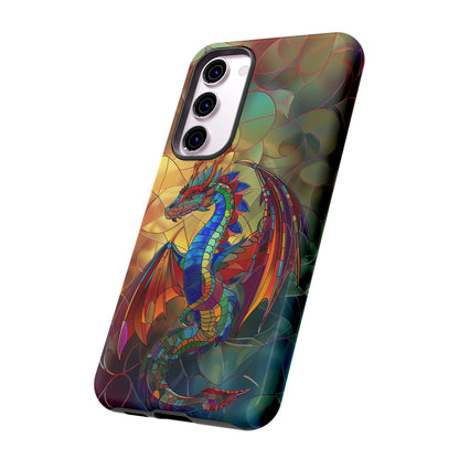 Stained Glass Dragon Phone Case - Colorful Fantasy Design for iPhone, Samsung Galaxy, Google Pixel Devices