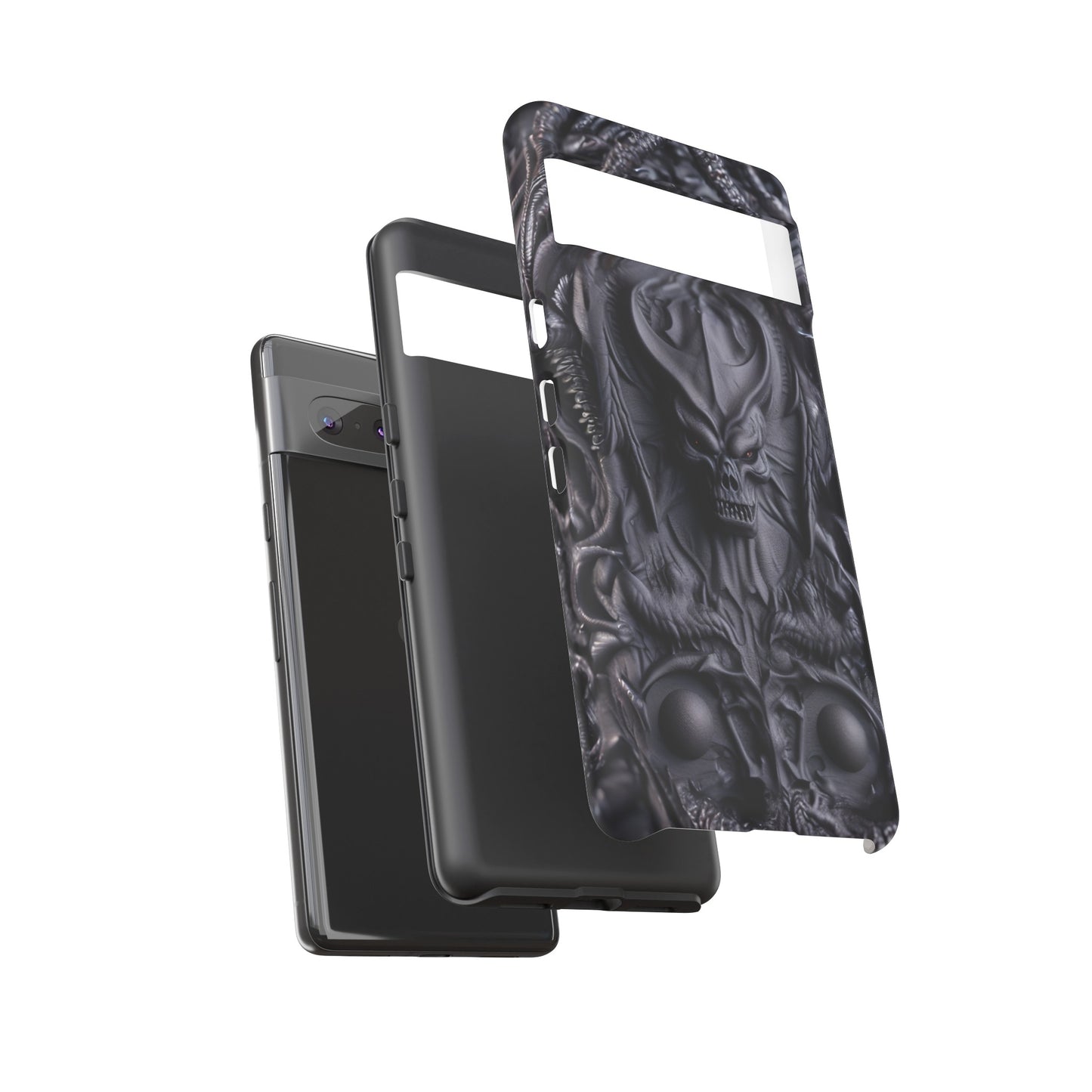 Black Demon Phone Case – Horned Hell Horror Design for iPhone, Samsung Galaxy, and Google Pixel Devices