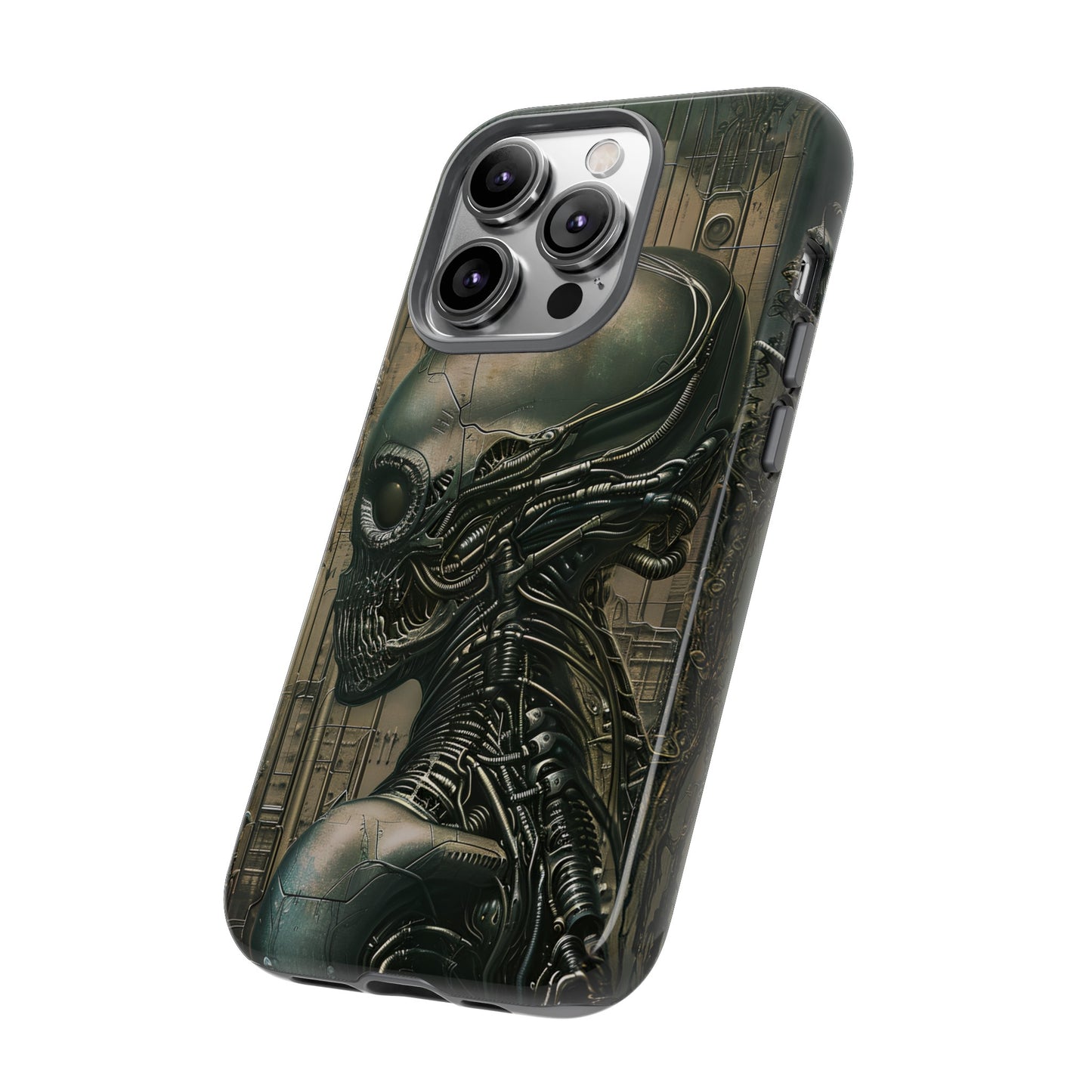 Biomechanical Android Phone Case – Futuristic Alien Horror H.R. Giger-Inspired Design for iPhone, Samsung Galaxy, and Google Pixel Devices