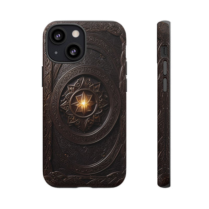 Intricate Leather Flower Tough Phone Case – Elegant Floral Design for iPhone, Samsung Galaxy, and Google Pixel Devices