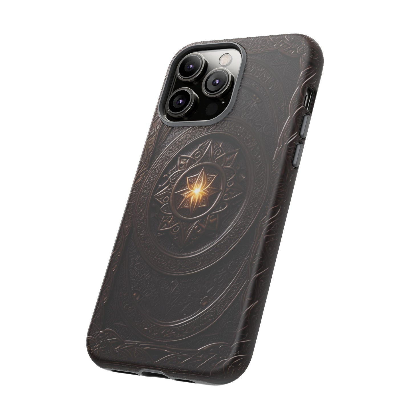 Intricate Leather Flower Tough Phone Case – Elegant Floral Design for iPhone, Samsung Galaxy, and Google Pixel Devices